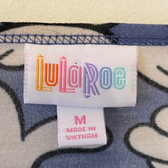 Lularoe M short sleeve t-shirt Mickey Mouse gloves Disney AOP blue white casual - Picture 4 of 7